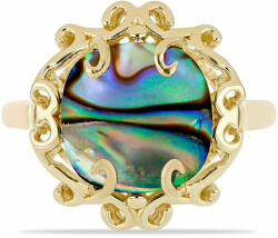  Arannyal Bevont Ezüst Gyűrű Fekete Gyöngyházzal, Y57559/57