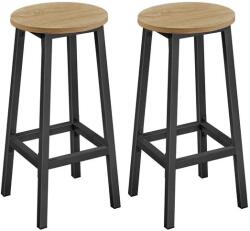  2 db 65 cm magas, lábtartós, acél vázas kerek bárszék szett