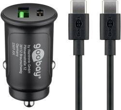 Goobay 72165 Duaé USB-A / USB-C Autós töltő Adapter 27W - Fekete (72165) (72165)