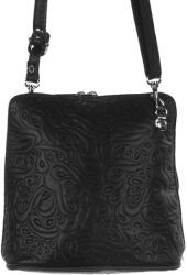 Judu Kicsi nyomott mintás fekete bőr női táska (kicsi bortaska nyomott fekete)