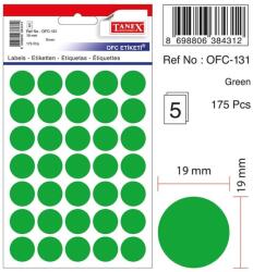 Tanex Etichete autoadezive color, D19 mm, 350 buc/set, Tanex -verde (TX-OFC-131-GR) - officeclass