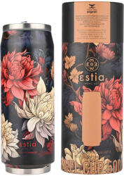 Estia Home Art Travel Cup Save the Aegean Reciclabil Sticlă Termos Oțel Inoxidabil / Plastic Fără BPA 500ml Midnight Blossom cu Pai 01-22686 (01-22686)