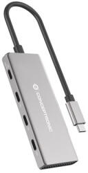 Conceptronic USB Hub - HUBBIES15G (4 Port, USB-C to 4x USB-C szürke) (HUBBIES16G) - pixelcomputer