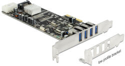 Delock PCI Express x4 Kártya 4 x Külső USB 3.0 Quad Channel
