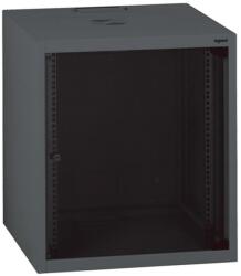 Legrand Rackszekrény - 19" fali kivitel (9U, 494x600x600, antracit, egyrekeszes, üvegajtós, készre szerelt, max: 27 kg) (646211) - tintashop