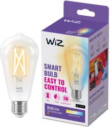 Philips Vintage LED izzó (dekoratív) WiZ csatlakoztatott izzószálas fehér, Wi-Fi, ST64, E27, 6, 7 W (60 W), 806 lm, állítható fényhőmérséklet (2700K-6500K), kompatibilis a Google Assistant / Alexa / Siri