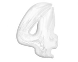  Fehér B&C White 4-es szám fólia lufi 92 cm (MLG189360) - sandori