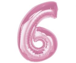  Rózsaszín 6-os Light Pink szám fólia lufi 92 cm (MLG195637) - sandori