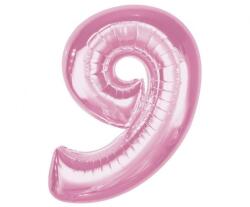  Rózsaszín 9-es Light Pink szám fólia lufi 92 cm (MLG195668)
