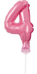  Rózsaszín 4-es Pink szám fólia lufi tortára 13 cm (MLG113587) - sandori