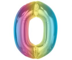  Színes 0-ás Rainbow szám fólia lufi 92 cm (MLG195354) - sandori