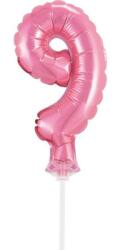  Rózsaszín 9-es Pink szám fólia lufi tortára 13 cm (MLG113686) - sandori