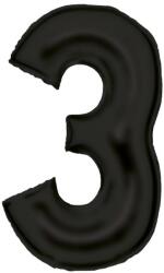  Fekete Lustre Black 3-as szám fólia lufi 86 cm (DPA9917305)