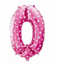  Rózsaszín Pink with Hearts 0-ás szám fólia lufi 61 cm (MLG105827) - sandori
