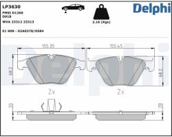 DELPHI Sada brzdových platničiek kotúčovej brzdy DELPHI LP3630 (LP3630)