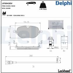 DELPHI Sada brzdových platničiek kotúčovej brzdy DELPHI LP5043EV (LP5043EV)