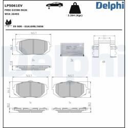 DELPHI Sada brzdových platničiek kotúčovej brzdy DELPHI LP5061EV (LP5061EV)