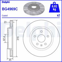 DELPHI Tarcza Hamulcowa Tyl (bg4969c)