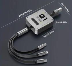  Gyorstöltő kábel visszahúzható, 3: 1 ben (3kabel)