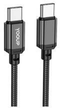YOOUP L07A USB Type-C / Type-C kábel 60W 1m fekete
