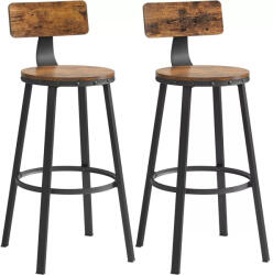  Bárszék 2 db magas konyhai étkező szék, rusztikus barna, 73 cm ülésmagasság