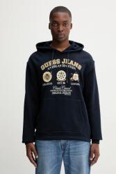 Guess Jeans pamut melegítőfelső sötétkék, nyomott mintás, kapucnis, M5YQ18 KCPR1 - sötétkék S