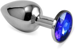 Lovetoy Dop Anal Cu Bijuterie Rosebud Classic Metal Plug S, Argintiu + Albastru, 6.5 Cm