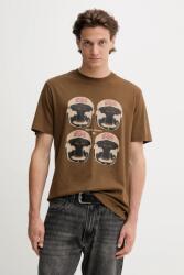 HUGO pamut póló barna, nyomott mintás, 50542560 - barna S