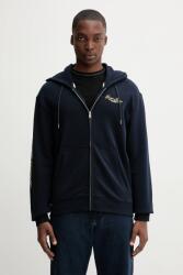 Guess Jeans pamut melegítőfelső sötétkék, nyomott mintás, kapucnis, M5YQ15 KCPR1 - sötétkék XL