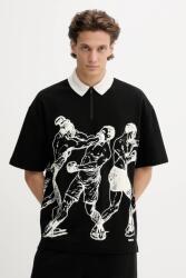 HUGO pamut póló fekete, mintás, 50542432 - fekete L