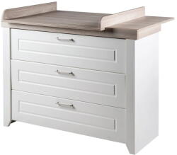 Roba Comodă de copii albă joasă cu aspect de lemn de ulm cu masă de schimbat 120x98 cm Felicia - Roba