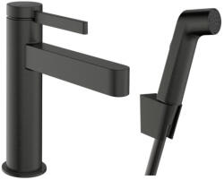 Hansgrohe Finoris mosdócsaptelep 110 bidé kézizuhannyal és zuhanytömlővel, szálcsiszolt fekete/króm 76210340 (76210340)