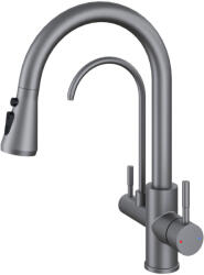 Welland Clearwater 3 utas / vízszűrős mosogató csaptelep - kihúzható zuhanyfej (gunmetal)