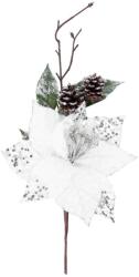 MagicHome Ág MagicHome Karácsony, mikulásvirág virággal, fehér, 34 cm