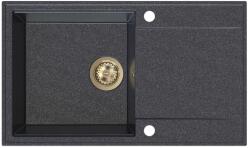 SINK Quality Quality Sink55 mosogató, gránit konyhai mosogató 780x460x215 mm + arany szifon, fekete pettyes, SKQ-SINK. B. 1KDOL. XG (SKQ-SINK.B.1KDOL.XG)