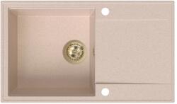 SINK Quality Quality Sink55 gránit mosogató, 780x460x215 mm + arany szifon, bézs, SKQ-SINK. P. 1KDOL. XG (SKQ-SINK.P.1KDOL.XG)