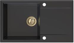 SINK Quality Quality Sink55 gránit mosogató, 780x460x215 mm + arany szifon, fekete, SKQ-SINK. C. 1KDOL. XG (SKQ-SINK.C.1KDOL.XG)