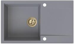 SINK Quality Quality Sink55 gránit mosogató, 780x460x215 mm + arany szifon, szürke, SKQ-SINK. D. 1KDOL. XG (SKQ-SINK.D.1KDOL.XG)