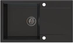 SINK Quality Quality Sink55 mosogató, gránit konyhai mosogató 780x460x215 mm + grafit szifon, fekete, SKQ-SINK. C. 1KDOL. XB (SKQ-SINK.C.1KDOL.XB)