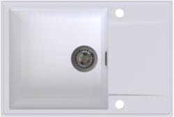 SINK Quality Quality Sink55 gránit mosogató, 680x460x215 mm + grafit szifon, fehér, SKQ-SINK. W. 1KDO. XB (SKQ-SINK.W.1KDO.XB)