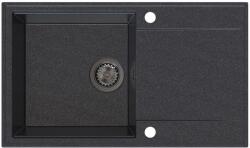 SINK Quality Quality Sink55 mosogató, gránit konyhai mosogató 780x460x215 mm + grafit szifon, fekete pettyes, SKQ-SINK. B. 1KDOL. XB (SKQ-SINK.B.1KDOL.XB)
