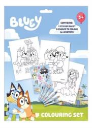  Kifestő A/4 BLUEY matricával, színes ceruzával, 6 féle mintával