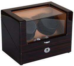 Edelwolle Lakkozott ébenfekete Színű Fa óraforgató 2 órának