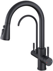 Welland Clearwater 3 utas / vízszűrős mosogató csaptelep - kihúzható zuhanyfej (fekete) (S-6053E)
