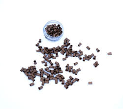 HairExtensionShop Mikro Hüvely Hajhosszabbításhoz Réz Szilikonmentes Nélkül Peremes Világosbarna 100db #11 - Hossz 4mm, Belső Átmérő 2.4mm, Külső Átmérő 3mm