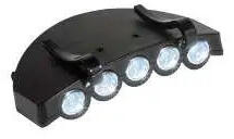  Nut Baseball sapkára illeszthető fejlámpa, 5 db Led, 2 db CR2032 elemmel működik, fekete színű