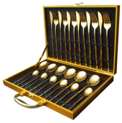 Yusanhao 24 részes arany színű rozsdamentes acél evőeszköZ készlet