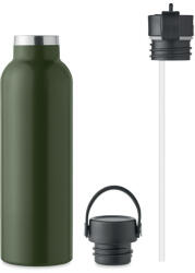 midocean Duplafalú szívószálas újrahasznosított acél termosz kétféle kupakkal 700 ml (MO6944-60)