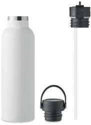 midocean Duplafalú szívószálas újrahasznosított acél termosz kétféle kupakkal 700 ml (MO6944-06)