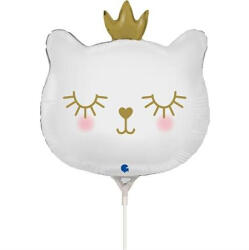 Balloons4party Balon folie mini figurina cap pisica alb 30 cm